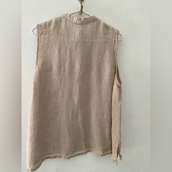Eileen Fisher Cream100%linen Sleeveless Blouse Sleeveless Button-Up Shirt L/G - Picture 6 of 13